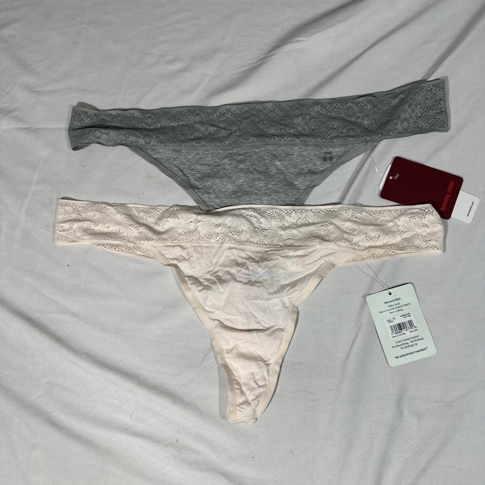 NWT $44 Tommy John [ Women's 2PC XL ] Lace Second Skin Thong + Cool Cotton U1809